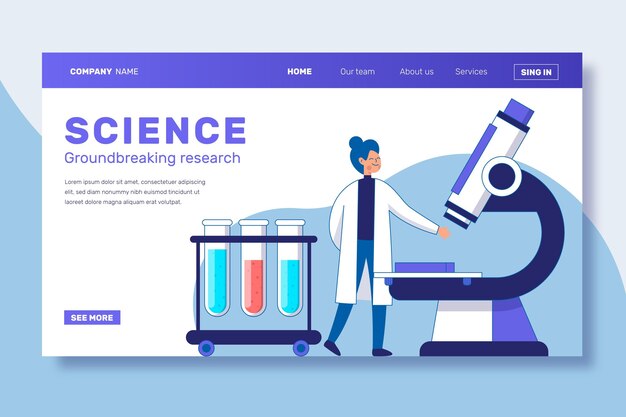 Plantilla de página de aterrizaje de investigación científica