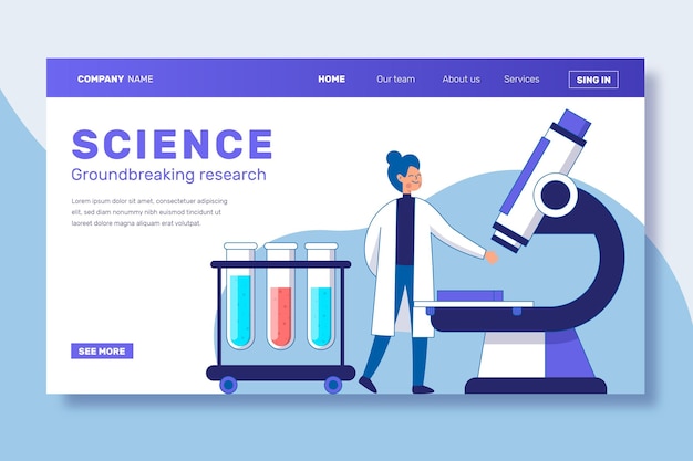 Plantilla de página de aterrizaje de investigación científica