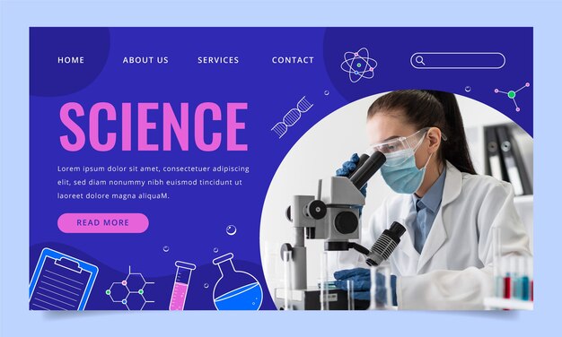 Plantilla de página de aterrizaje de investigación científica