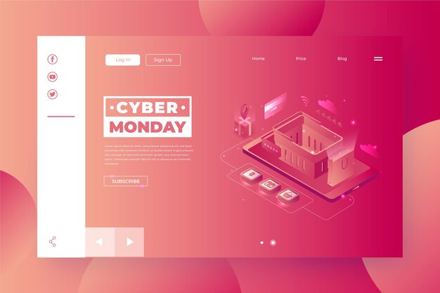 Plantilla de página de aterrizaje isométrica de cyber monday