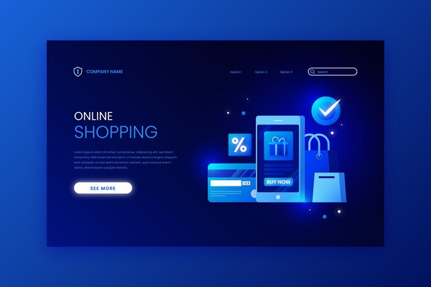 Plantilla de página de aterrizaje en línea de compras futuristas