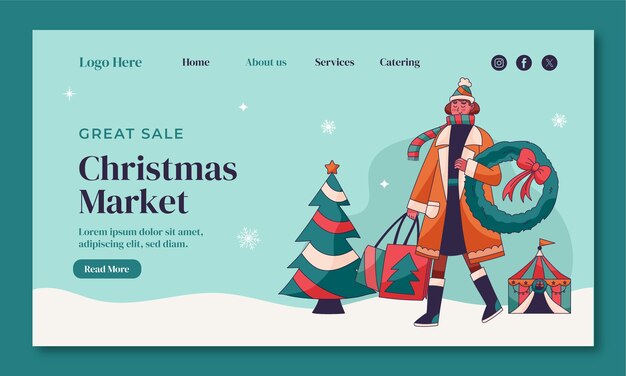 Plantilla de página de aterrizaje para el mercado de la temporada de Navidad