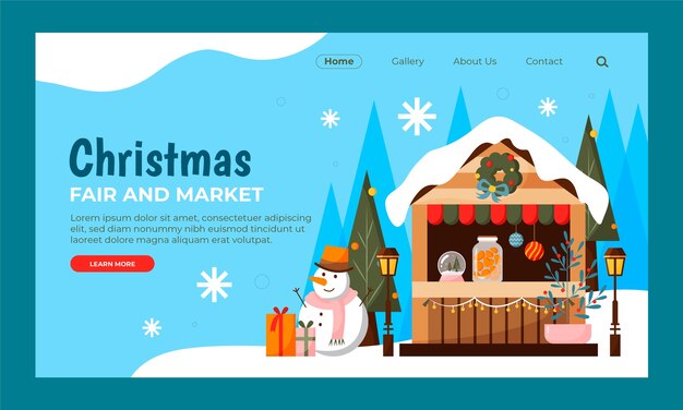 Plantilla de página de aterrizaje para el mercado de la temporada de Navidad