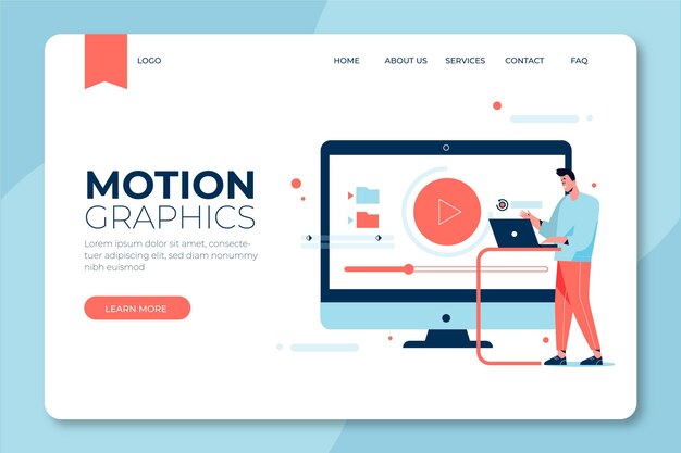 Plantilla de página de aterrizaje de motiongraphics plano