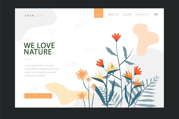 Vector gratuito plantilla de página de aterrizaje de naturaleza dibujada a mano