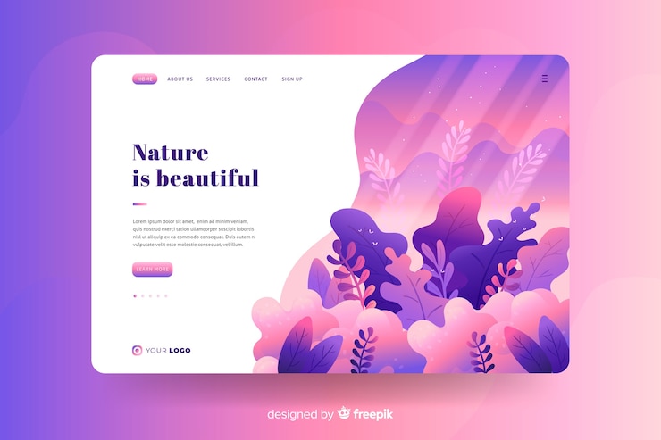 Vector gratuito plantilla de página de aterrizaje de naturaleza plana