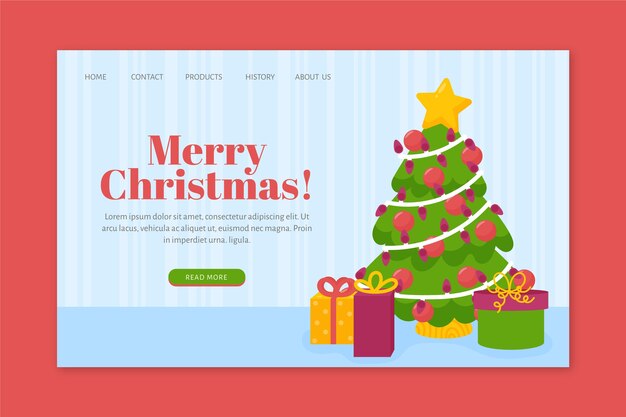 Plantilla de página de aterrizaje de Navidad dibujada a mano