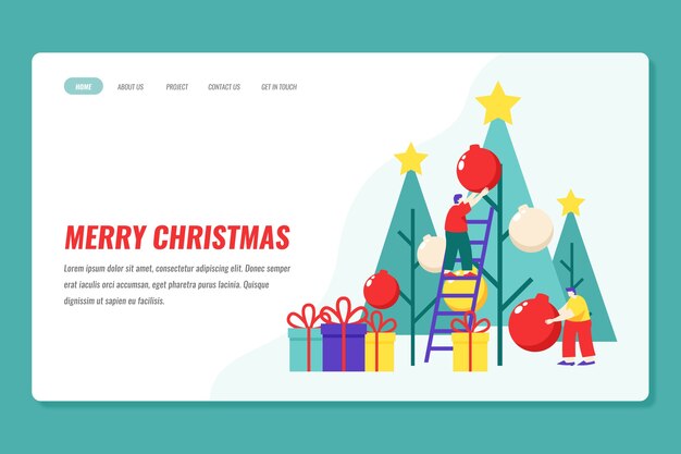Plantilla de página de aterrizaje de Navidad de diseño plano