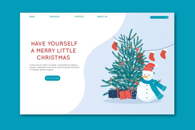 Plantilla de página de aterrizaje de Navidad de diseño plano