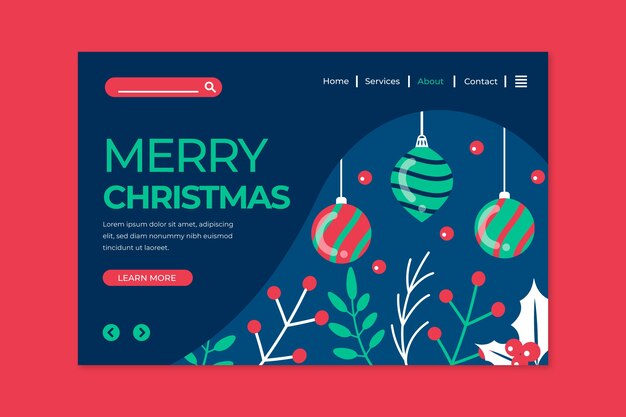 Plantilla de página de aterrizaje de Navidad de diseño plano