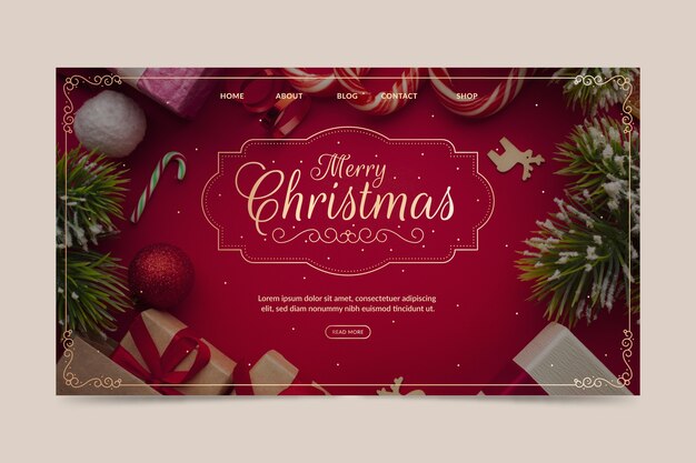Plantilla de página de aterrizaje de Navidad con foto