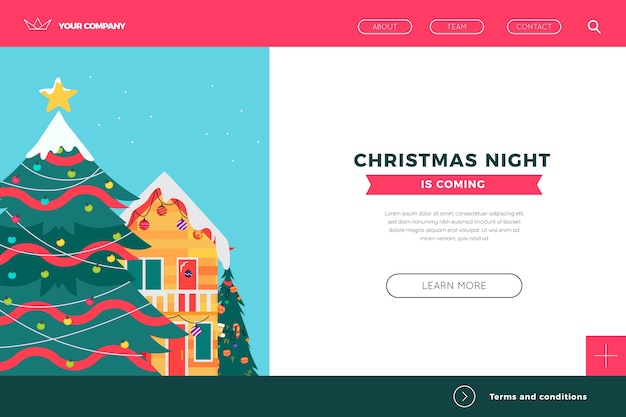 Vector gratuito plantilla de página de aterrizaje de navidad