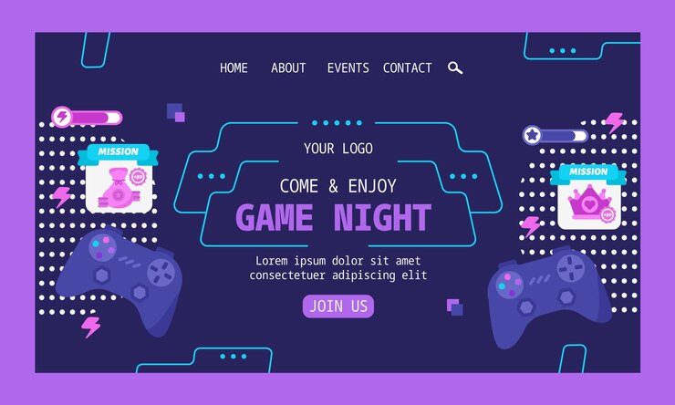Vector gratuito plantilla de página de aterrizaje de la noche del juego
