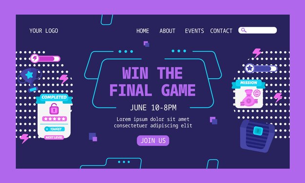Plantilla de página de aterrizaje de la noche del juego