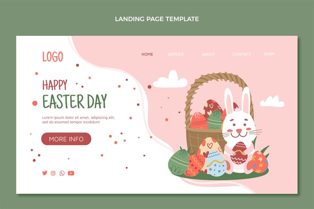 Plantilla de página de aterrizaje de pascua dibujada a mano