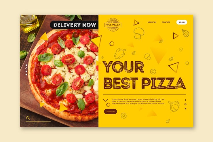 Vector gratuito plantilla de página de aterrizaje para pizzería