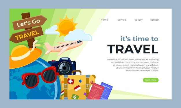 Vector gratuito plantilla de página de aterrizaje plana para agencia de viajes
