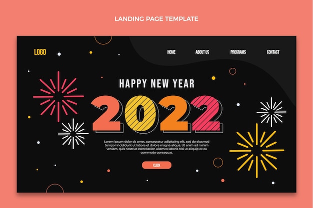 Vector gratuito plantilla de página de aterrizaje plana de año nuevo