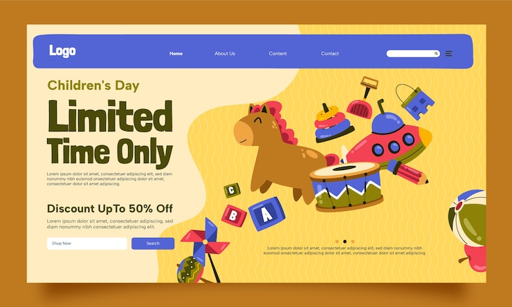 Vector gratuito plantilla de página de aterrizaje plana para la celebración del día internacional del niño