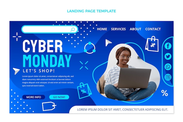 Plantilla de página de aterrizaje plana de cyber monday