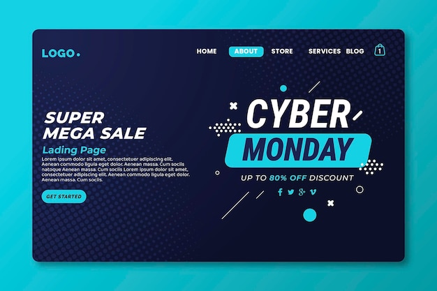 Vector gratuito plantilla de página de aterrizaje plana de cyber monday