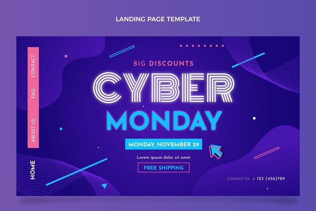 Plantilla de página de aterrizaje plana de cyber monday