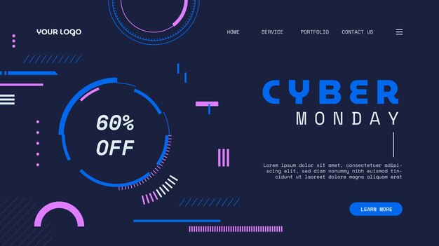 Plantilla de página de aterrizaje plana de cyber monday