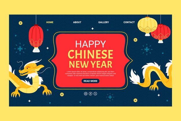 Plantilla de página de aterrizaje plana para el festival del año nuevo chino