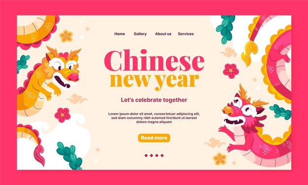 Plantilla de página de aterrizaje plana para el festival del año nuevo chino