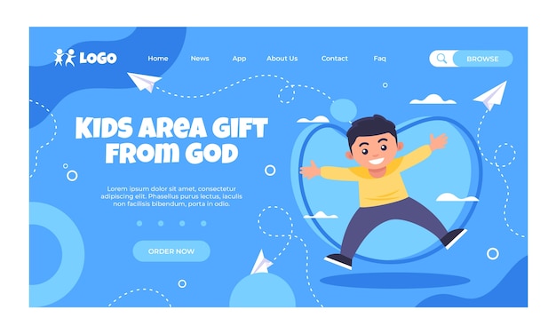Vector gratuito plantilla de página de aterrizaje plana para niños