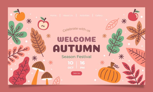Plantilla de página de aterrizaje plana de otoño