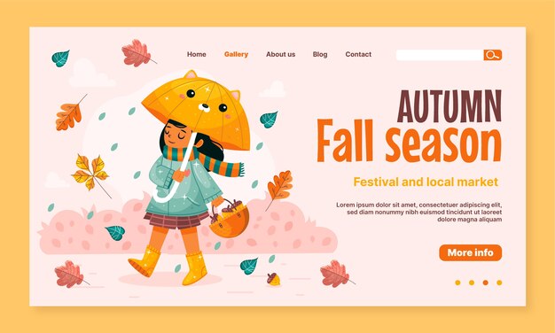 Plantilla de página de aterrizaje plana de otoño