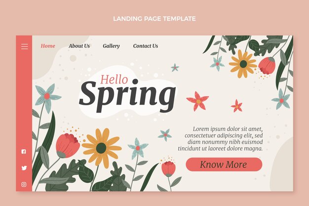 Plantilla de página de aterrizaje de primavera plana