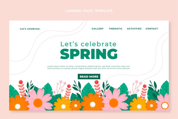 Plantilla de página de aterrizaje de primavera plana