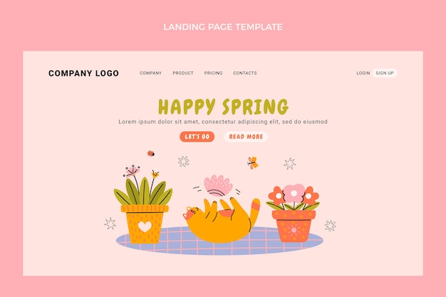Vector gratuito plantilla de página de aterrizaje de primavera plana