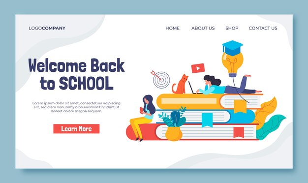 Plantilla de página de aterrizaje de regreso a la escuela