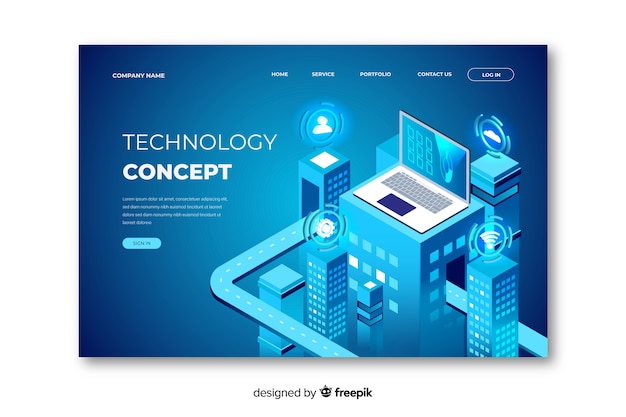 Plantilla de página de aterrizaje de tecnología conceptual