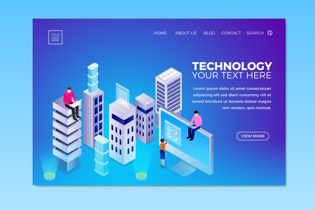 Plantilla de página de aterrizaje de tecnología conceptual