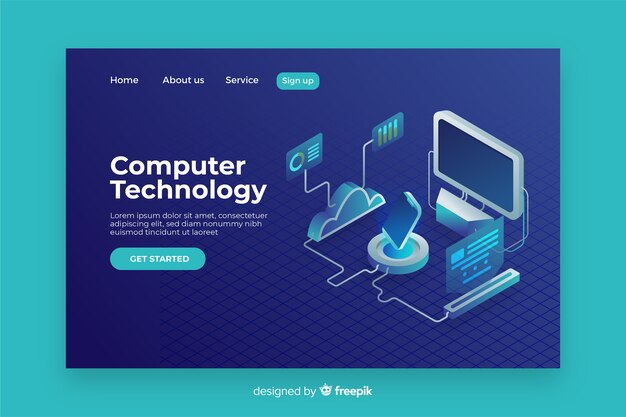 Plantilla de página de aterrizaje de tecnología conceptual