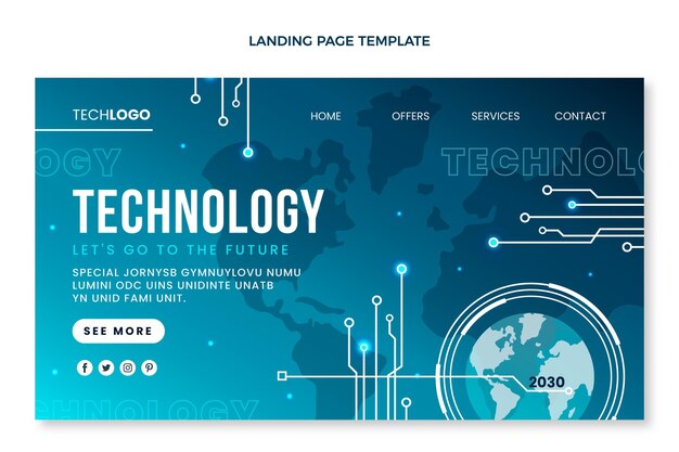 Plantilla de página de aterrizaje de tecnología mínima plana
