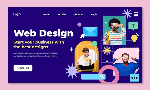 Vector gratuito plantilla de página de aterrizaje de trabajo de diseño web