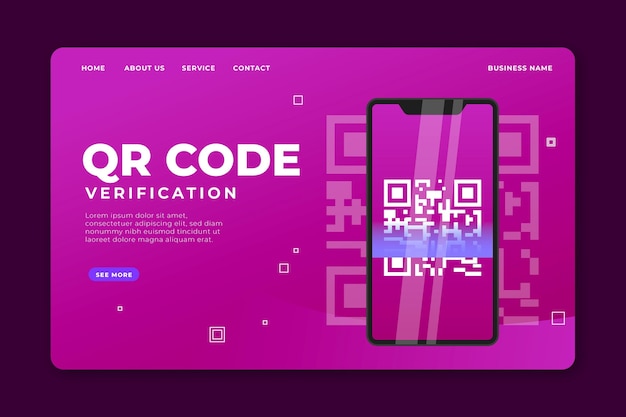 Vector gratuito plantilla de página de aterrizaje de verificación de código qr