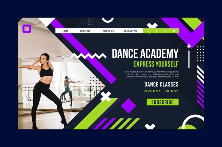 Vector gratuito plantilla de página de destino de academia de baile