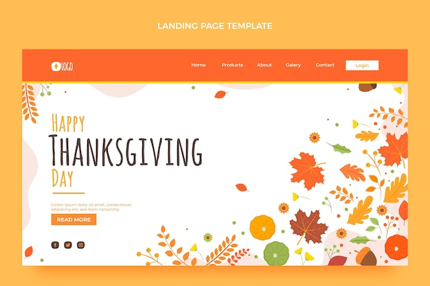 Vector gratuito plantilla de página de destino de acción de gracias plana