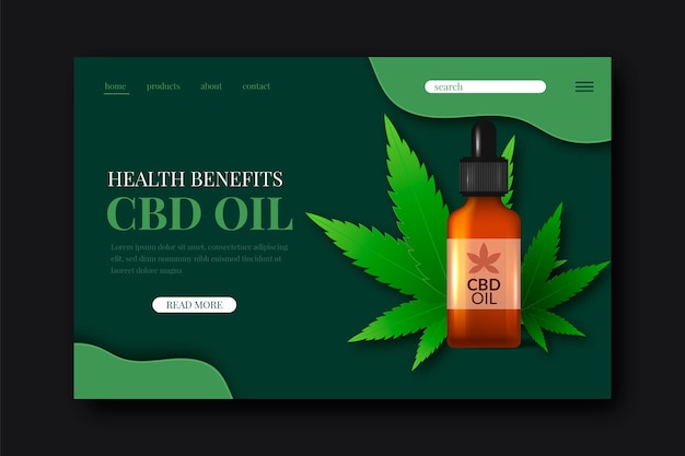 Vector gratuito plantilla de página de destino de aceite de cannabis