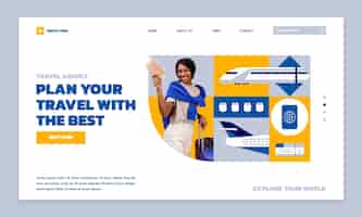 Vector gratuito plantilla de página de destino de agencia de viajes de diseño plano