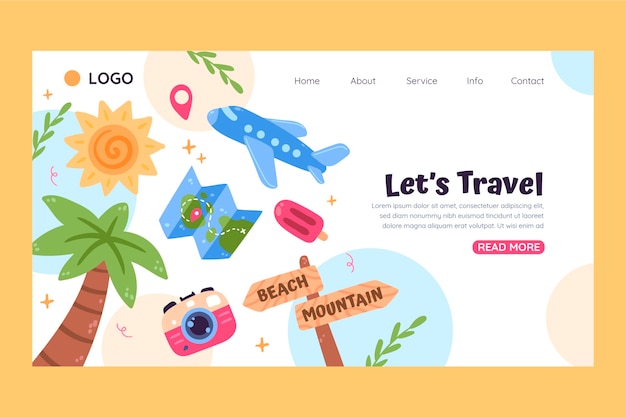 Vector gratuito plantilla de página de destino de agencia de viajes plana