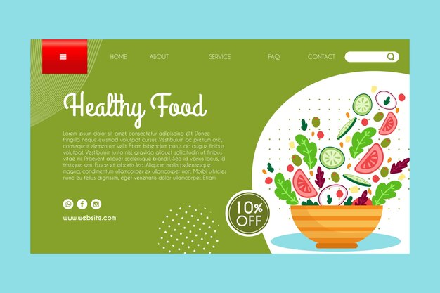 Plantilla de página de destino para alimentos saludables