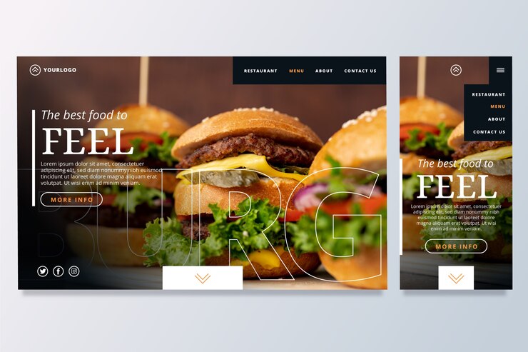 Vector gratuito plantilla de página de destino de alimentos