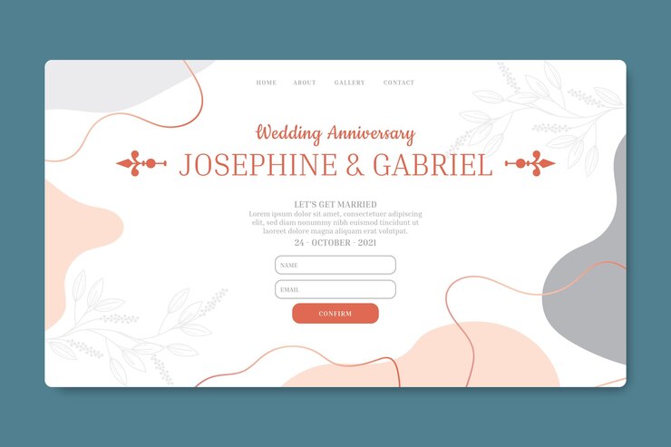 Vector gratuito plantilla de página de destino de aniversario de boda